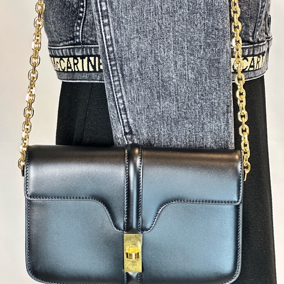 Celine 16 Chain Bag Black Satinated Calfskin - Picture 2 of 7